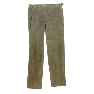 Talbots goat suede flat front side zip olive taupe leggings size 6p